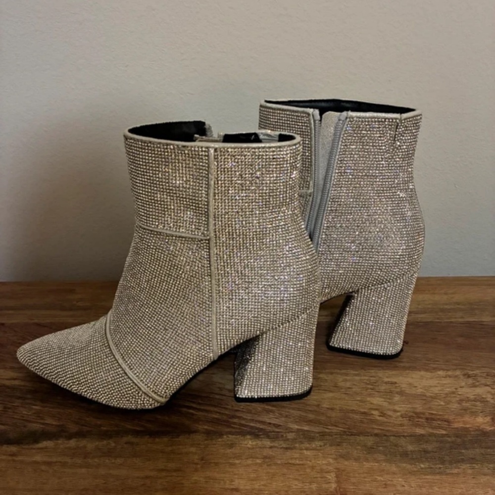 Sparkle Rhinestone Ankle Booties - Silver